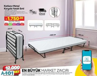 KATLANIR METAL KARYOLA YATAK SETİ KATLANIR METAL KARYOLA YATAK SETİ